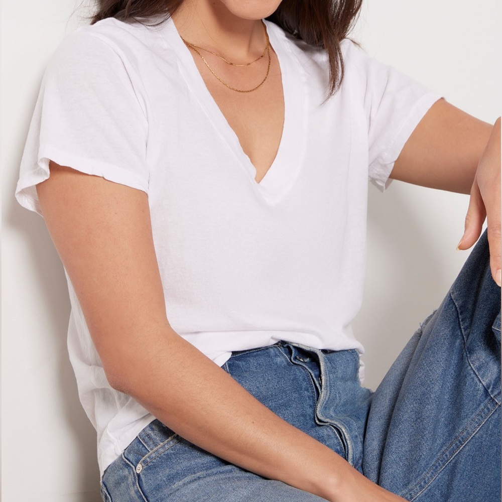 perfectwhitetee alanis recycled cotton v neck tee - Picture 7 of 9